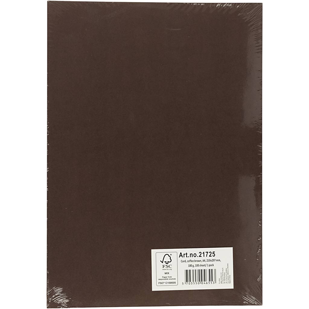 Kaardipaber, A4, leht 210x297 mm, 180 g, tumepruun, 100 lehte/ 1 pakk - Image 3