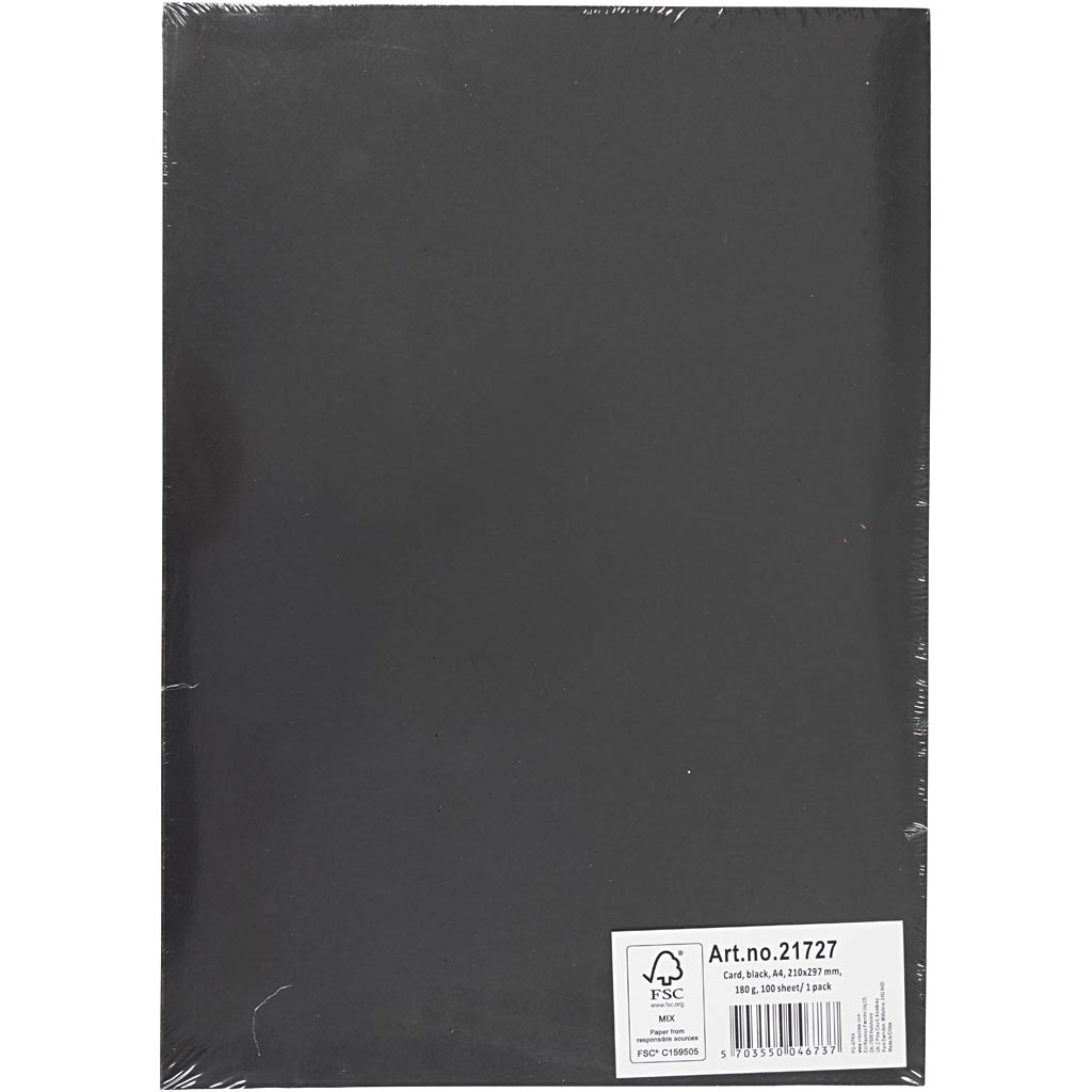 Kaardipaber, A4, leht 210x297 mm, 180 g, must, 100 lehte/ 1 pakk - Image 3
