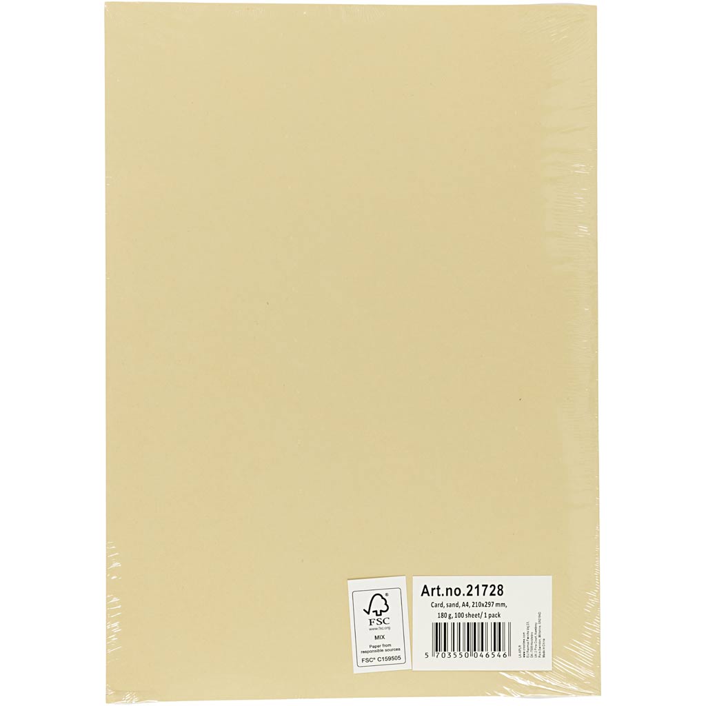 Kaardipaber, A4, leht 210x297 mm, 180 g, beež, 100 lehte/ 1 pakk - Image 3