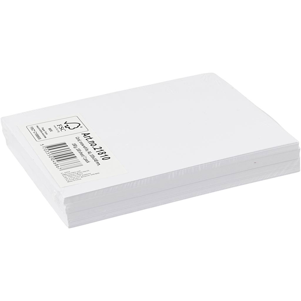 Kaardipaber, A6, leht 105x148 mm, 180 g, valge, 100 lehte/ 1 pakk - Image 2