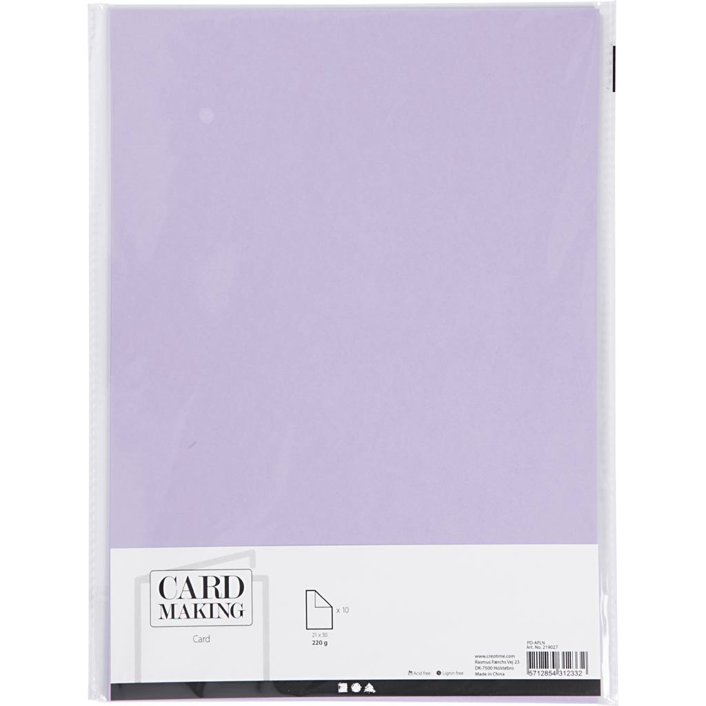 Kaart, A4, leht 210x297 mm, 220 g, helelilla, 10 tk/ 1 pakk - Image 2