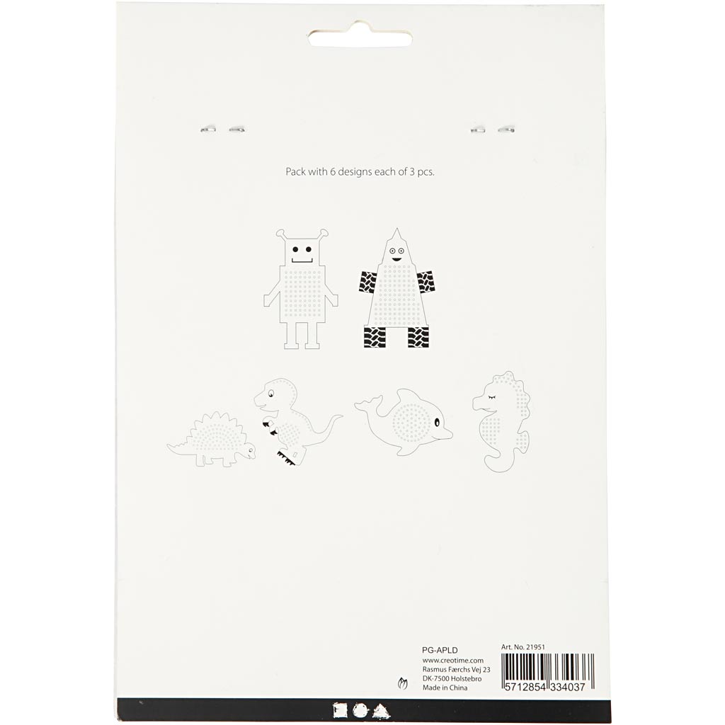 Tikkimiskaart, loomad/robotid, kõrgus: 8-13 cm, laius: 8-13 cm, valge, 6x3 tk/ 1 pakk - Image 3