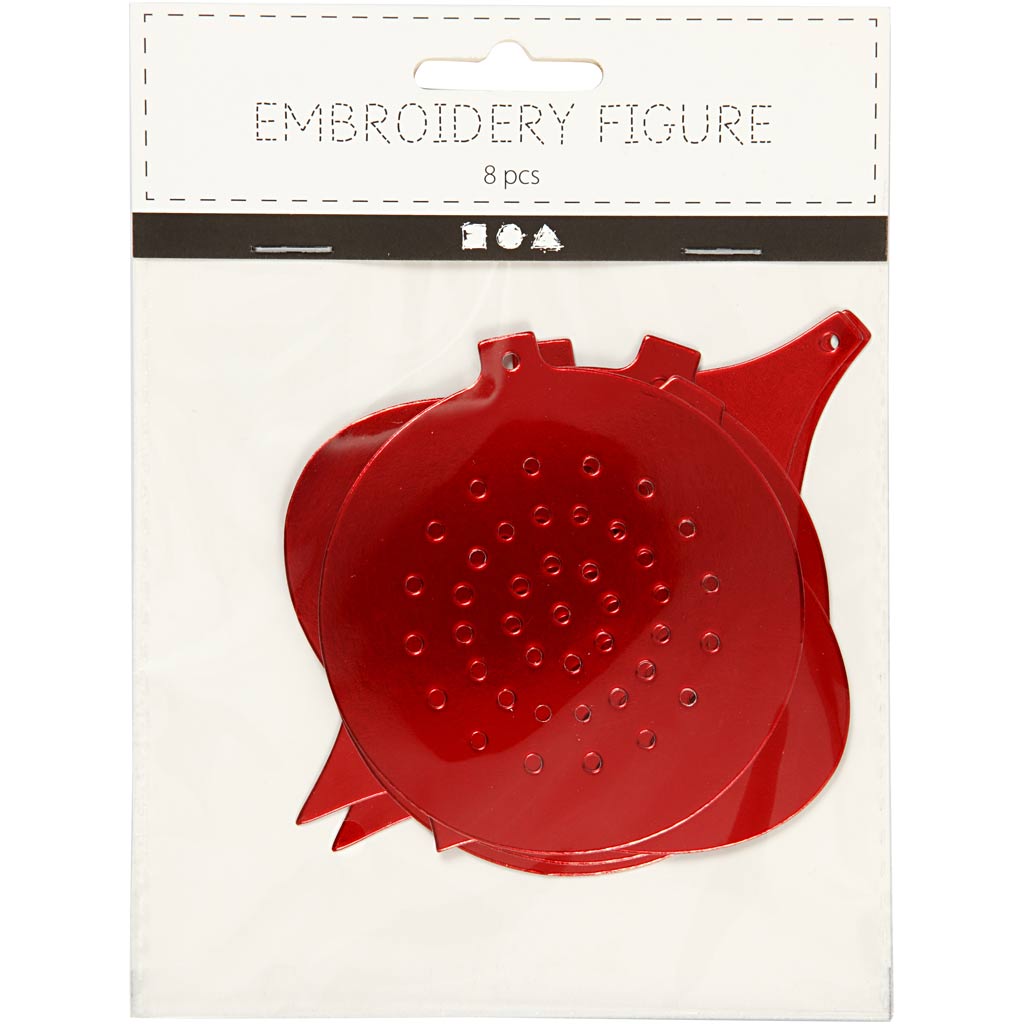 Ristpistes tikkekaart, jõulukaunistus, H: 8,5-12 cm, augu suurus 3 mm, metallist punane, 8 tk/ 1 pakk. - Image 2