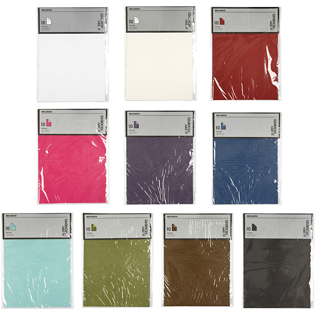 Kaart, A4, leht 210x297 mm, 250 g, värviline sortiment, 30x10 lehte/ 1 pakk - Image 2