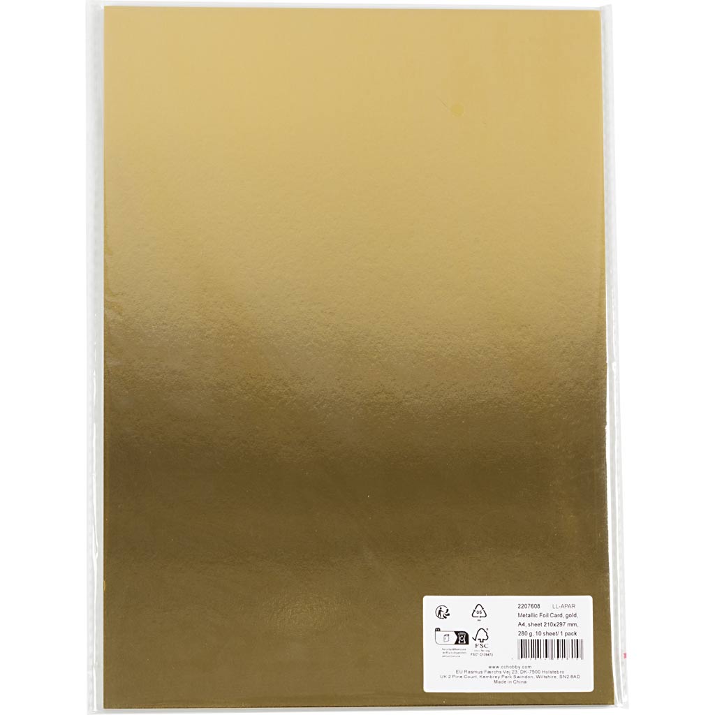 Metallist fooliumkaart, A4, leht 210x297 mm, 280 g, kuldne, 10 lehte/ 1 pakk - Image 2
