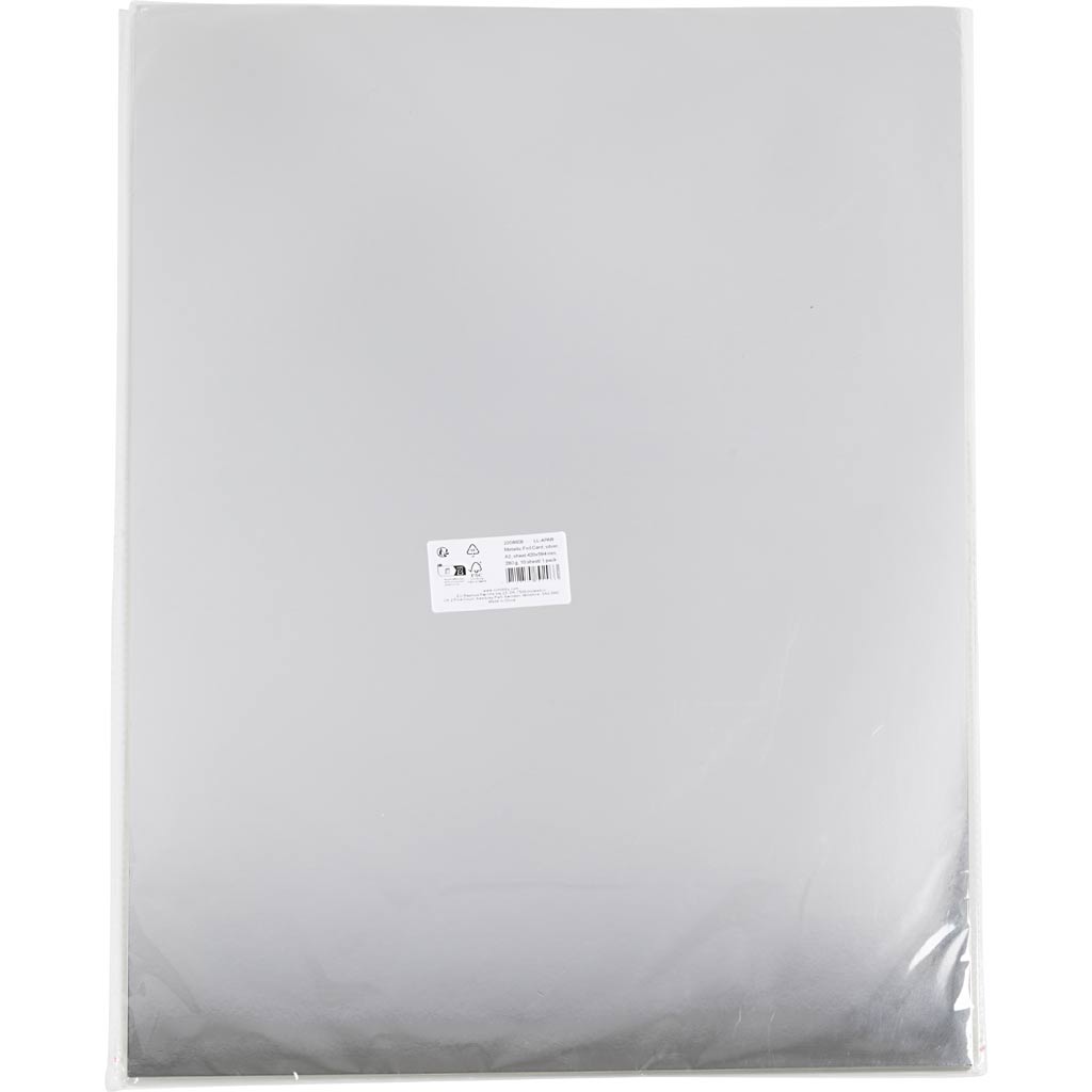Metallist fooliumkaart, A2, leht 420x594 mm, 280 g, hõbedane, 10 lehte/ 1 pakk - Image 2