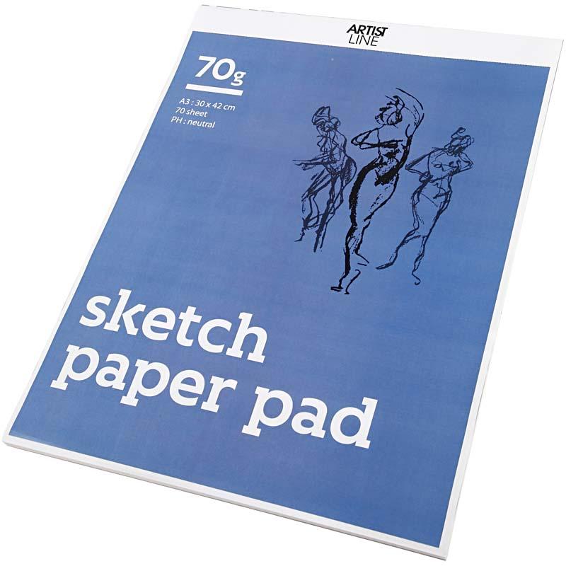 Sketch Pad, A3, leht 297x420 mm, 70 g, valge, 70 lehte/ 1 pakk