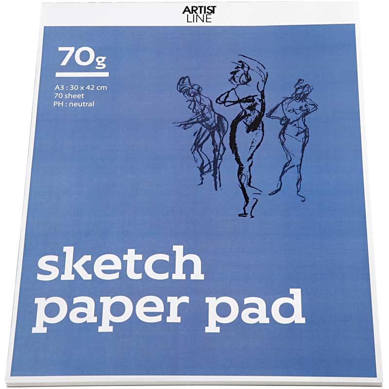 Sketch Pad, A3, leht 297x420 mm, 70 g, valge, 70 lehte/ 1 pakk - Image 3