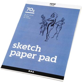 Sketch Pad, A4, sheet 210x297 mm, 70 g, white, 70 sheet/ 1 pack