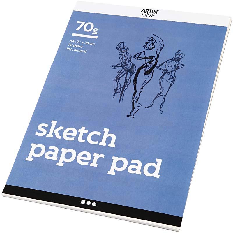 Sketch Pad, A4, sheet 210x297 mm, 70 g, white, 70 sheet/ 1 pack