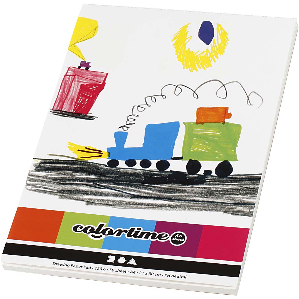Joonistusplokk, A4, leht 210x297 mm, 120 g, valge, 50 lehte/ 1 tk