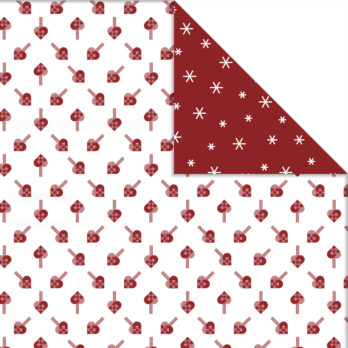 Disainipaber, südamed ja jääkristallid, leht 30,5x30,5 cm, 180 g, 3 lehte/ 1 pakk