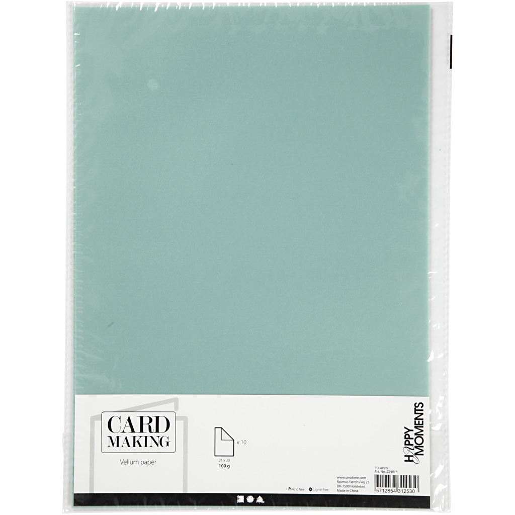 Vellum paber, A4, 210x297 mm, 100 g, helesinine, 10 lehte/ 1 pakk - Image 2