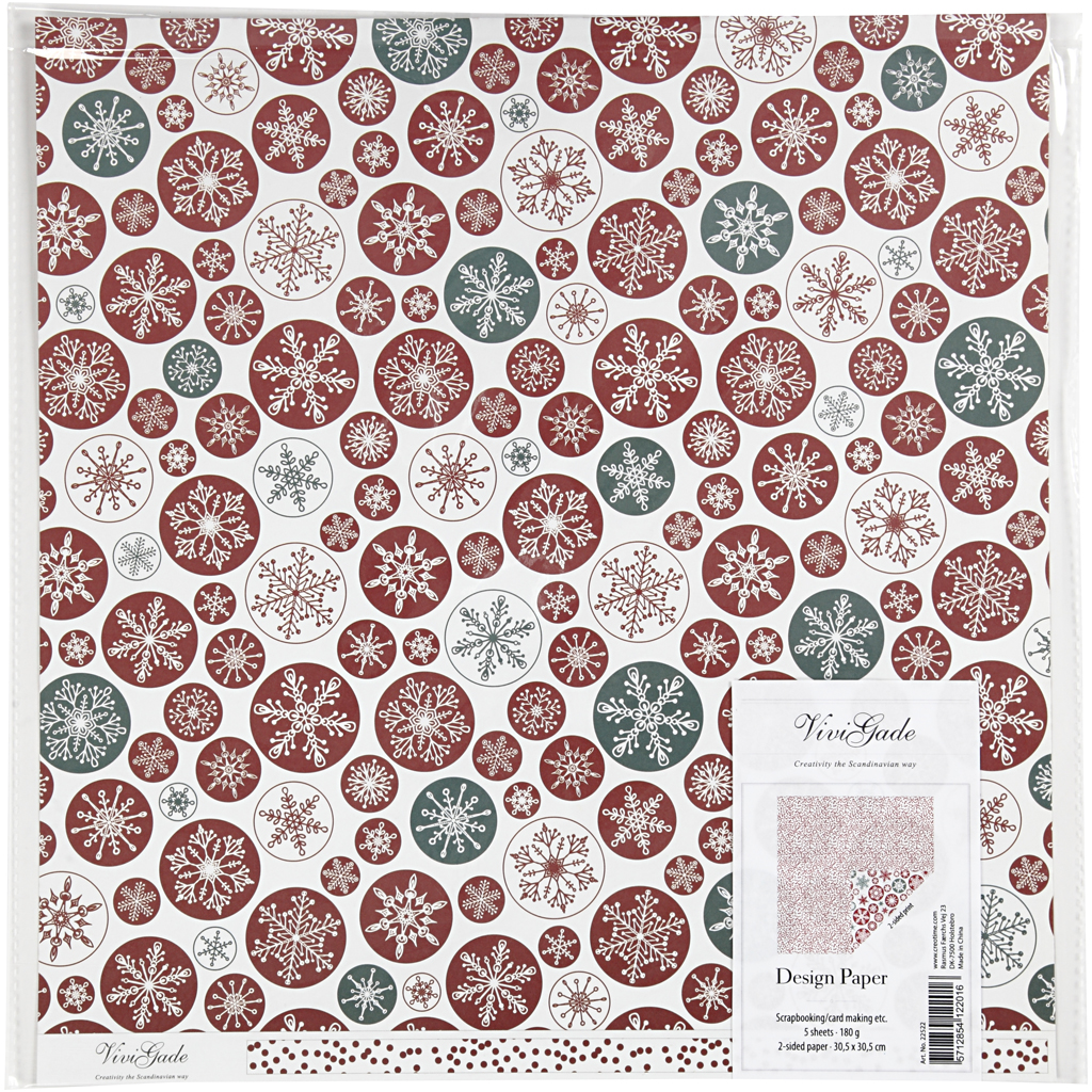 Kujunduspaber, jääkristallid ja täpid, leht 30,5x30,5 cm, 180 g, 5 lehte/ 1 pakk - Image 2