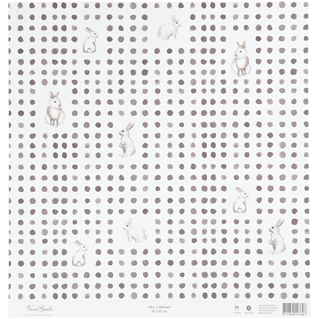 Kujunduspaber, jänes, leht 30,5x30,5 cm, 180 g, 5 lehte/ 1 pakk - Image 3