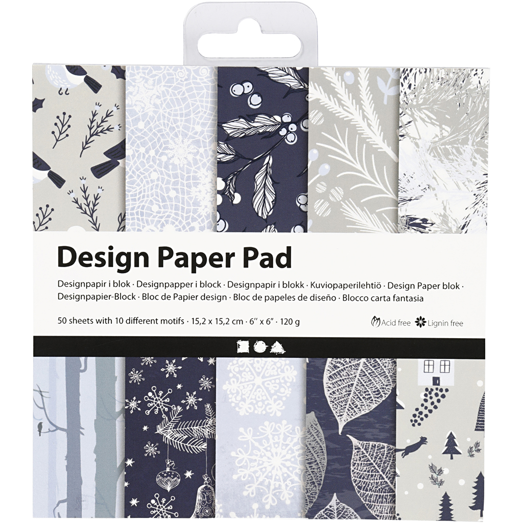 Disainipaberipadi, leht 15,2x15,2 cm, 120 g, sinine, hall, 50 lehte/ 1 pakk - Image 2