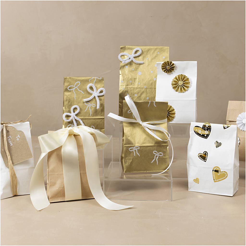 Paberikott, H: 27 cm, suurus 9x15 cm, 50 g, kuldne, 100 tk/ 1 pakk - Image 2