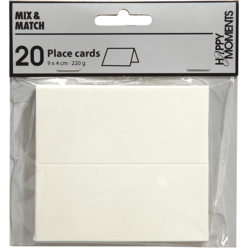 Lauakaardid, suurus 9x4 cm, 220 g, valge, 20 tk/ 1 pakk - Image 2