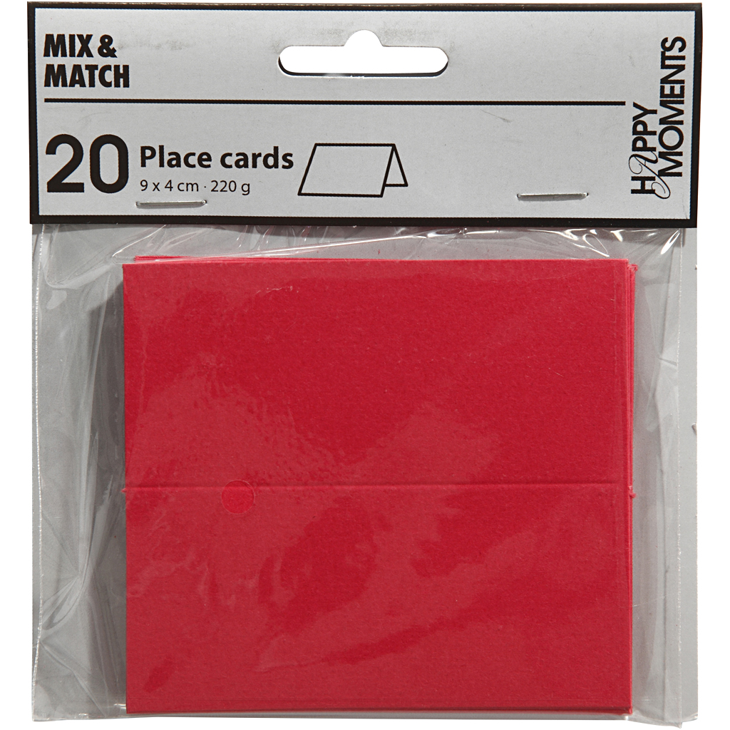 Lauakaardid, suurus 9x4 cm, 220 g, punane, 20 tk/ 1 pakk - Image 2