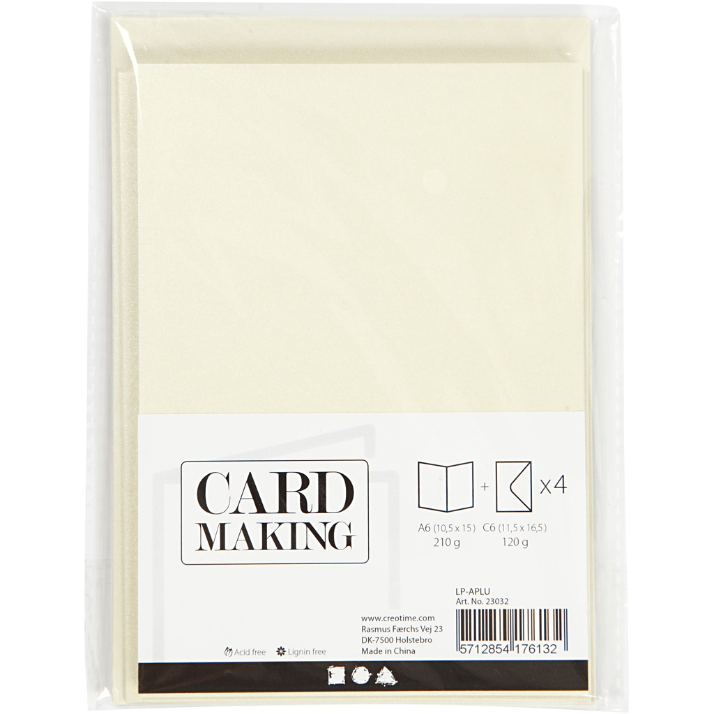 Kaardid ja ümbrikud, kaardi suurus 10,5x15 cm, ümbriku suurus 11,5x16,5 cm, pärlmutter, 120+210 g, naturaalvalge, 4 komplekti/ 1 pakend. - Image 2