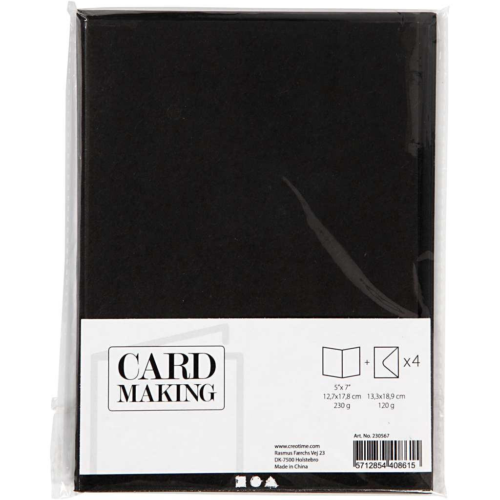 Kaardid ja ümbrikud, kaardi suurus 12,7x17,8 cm, ümbriku suurus 13,3x18,5 cm, 230 g, must, 4 komplekti/ 1 pakend. - Image 2