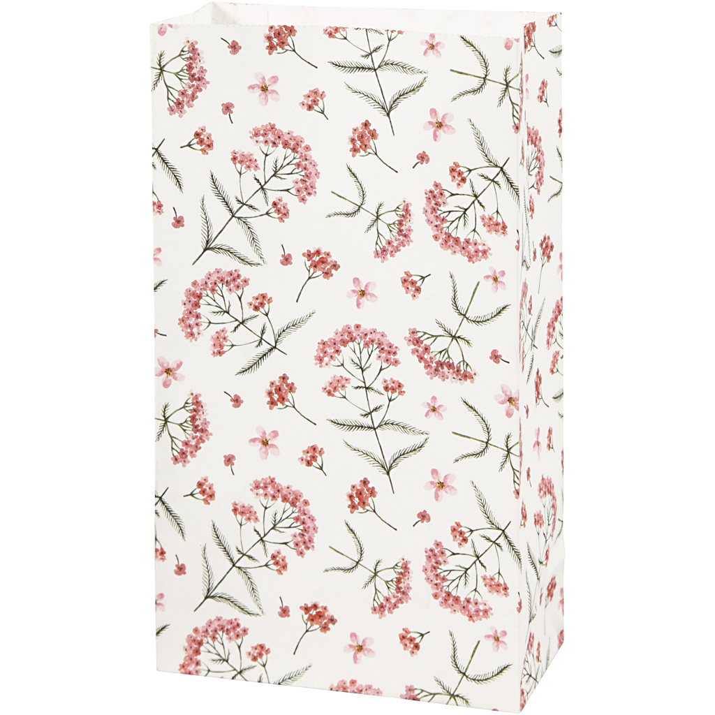Paberikott, lilled, H: 21 cm, suurus 6x12 cm, 80 g, 8 tk/ 1 pakk