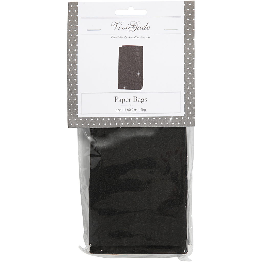 Paberikott, H: 17 cm, suurus 6x9 cm, 170 g, must, 8 tk/ 1 pakk - Image 2