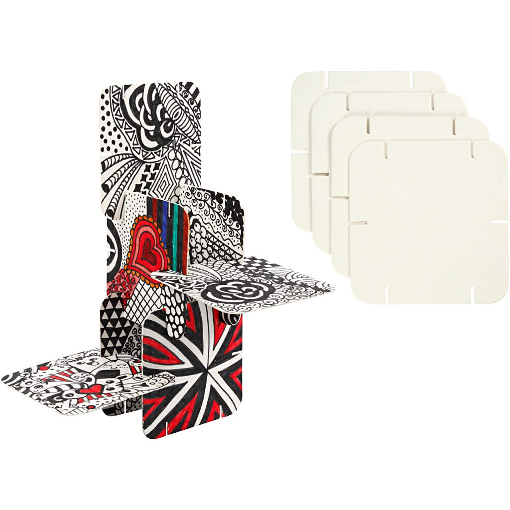 Konstruktsioonitükid, suurus 9,3x9,3 cm, paksus 1,2 mm, valge, 200 tk/ 1 pakk