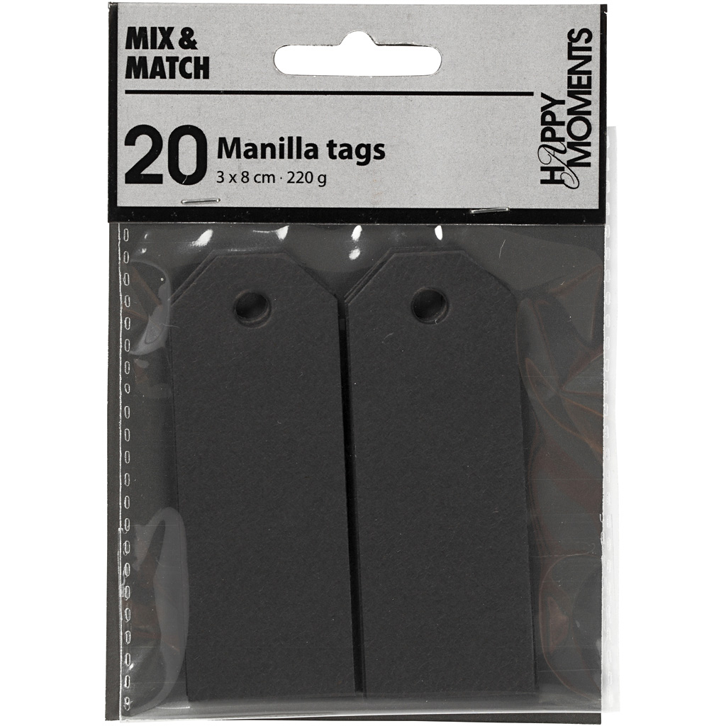 Manila sildid, suurus 3x8 cm, 220 g, must, 20 tk/ 1 pakk - Image 2