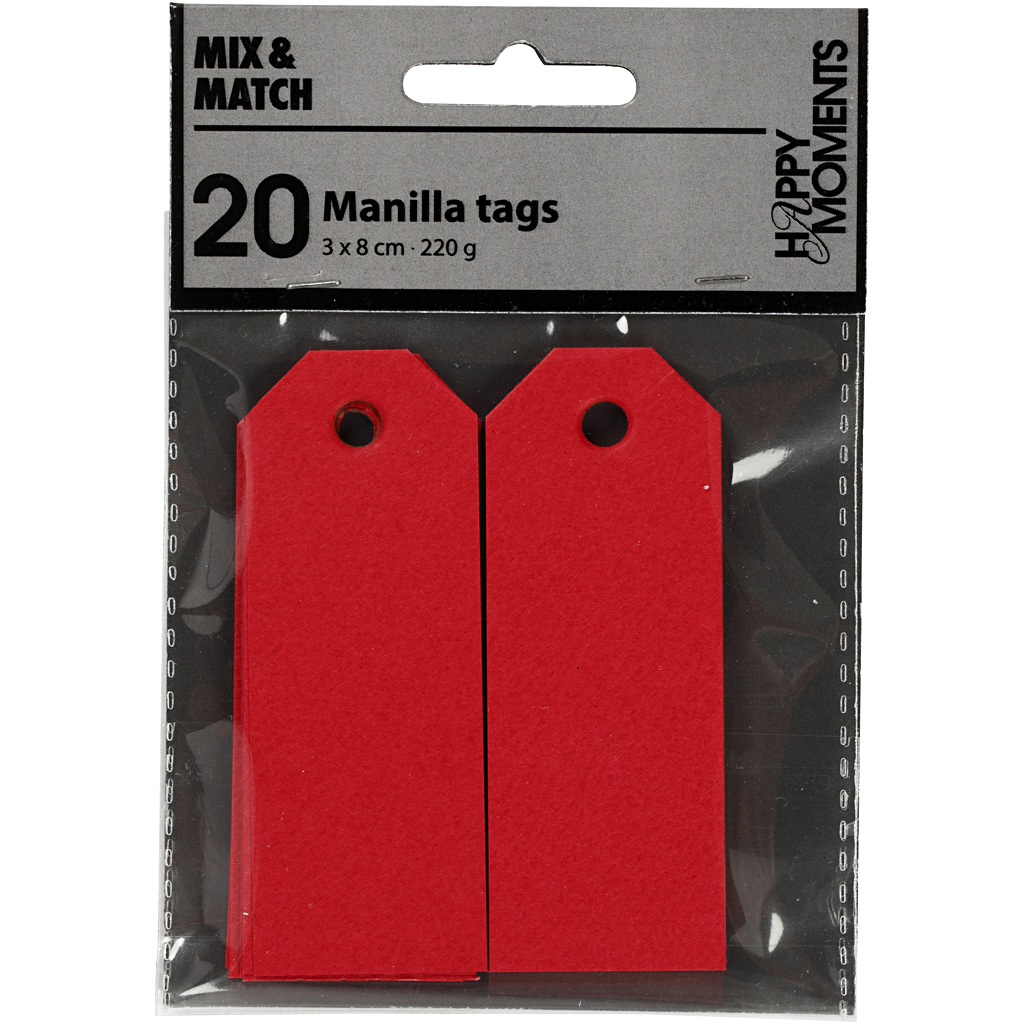 Manila sildid, suurus 3x8 cm, 220 g, punane, 20 tk/ 1 pakk - Image 2