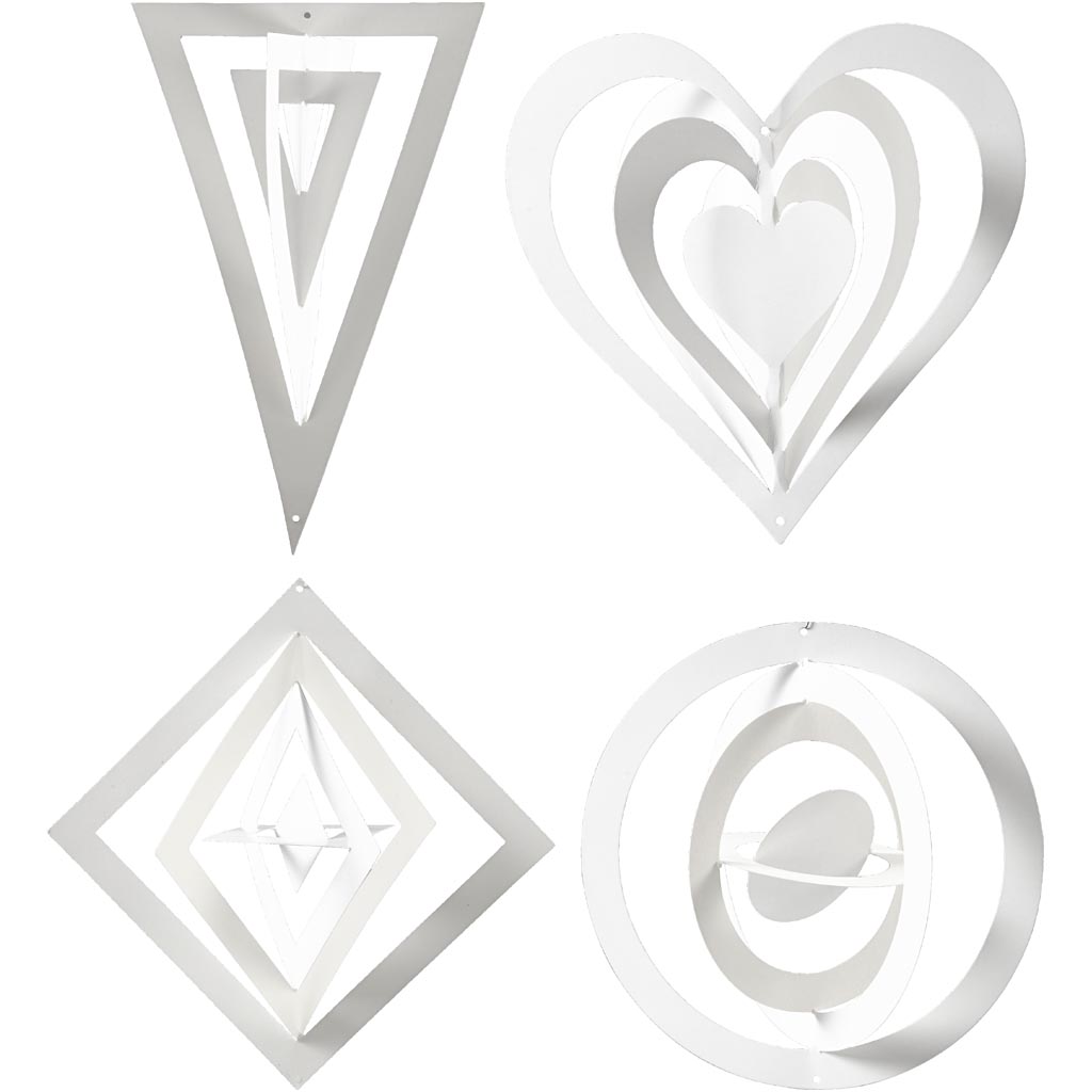 3D rippdekoratsioon, kõrgus: 18+22+24 cm, laius: 15+18+22 cm, 230 g, valge, 16 tk/ 1 pakk