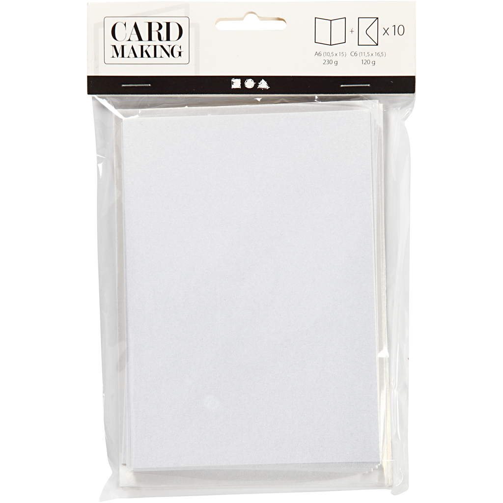 Pärlmutterhõngulised kaardid ja ümbrikud, kaardi suurus 10,5x15 cm, ümbriku suurus 11,5x16,5 cm, kreemikas, 10 komplekti/ 1 pakk - Image 2