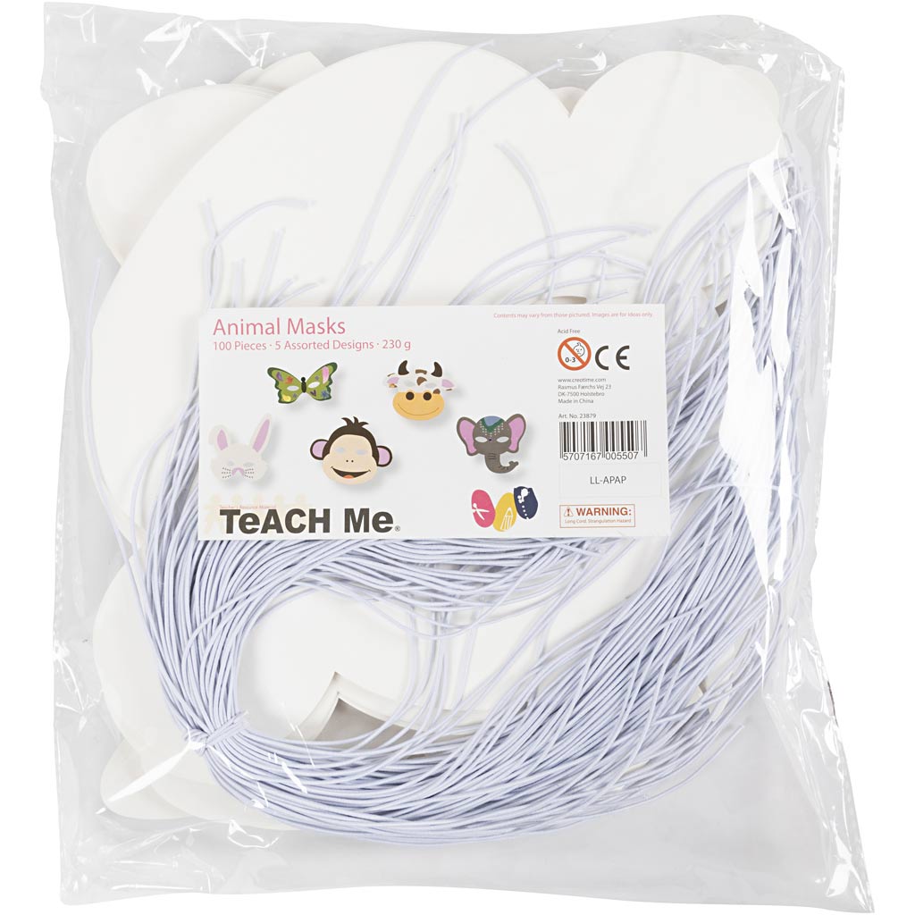 Loomamaskid, kõrgus: 13-24 cm, laius: 20-28 cm, 230 g, valge, 100 tk/ 1 pakk - Image 2