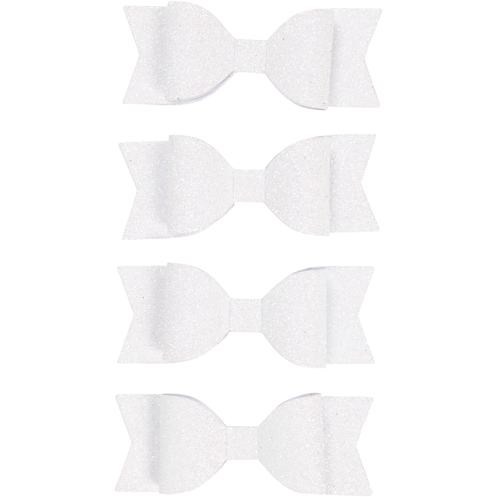 Paberist vibu, suurus 31x85 mm, valge glitter, 4 tk/ 1 pakk