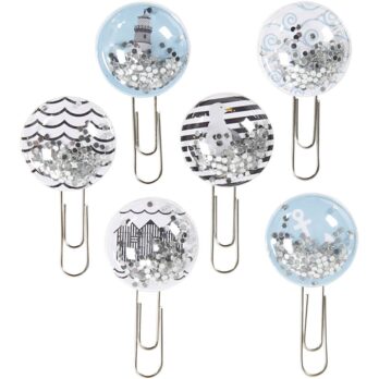 Raputusklambrid, L: 49 mm, diameeter. 25 mm, must, sinine, hall, valge, 6 tk/ 1 pakk