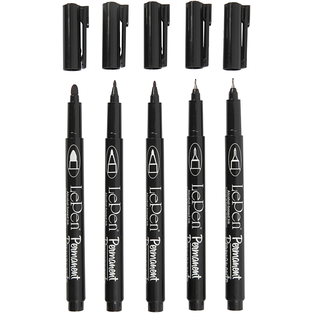 Püsimarkerid, joon 2x0,6+2x0,8+1,3 mm, must, 5 tk/ 1 pakk