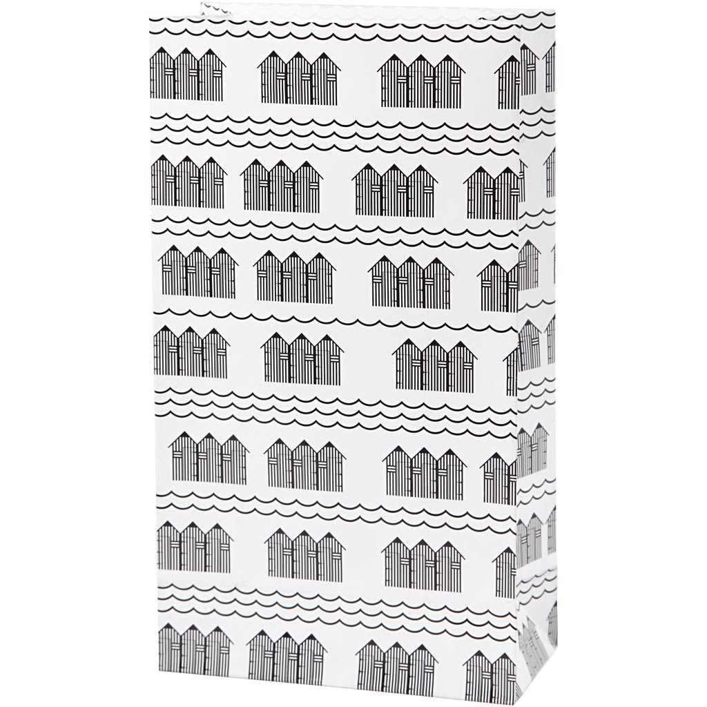 Paberikott, H: 21 cm, suurus 6x12 cm, 80 g, must, valge, 10 tk/ 1 pakk