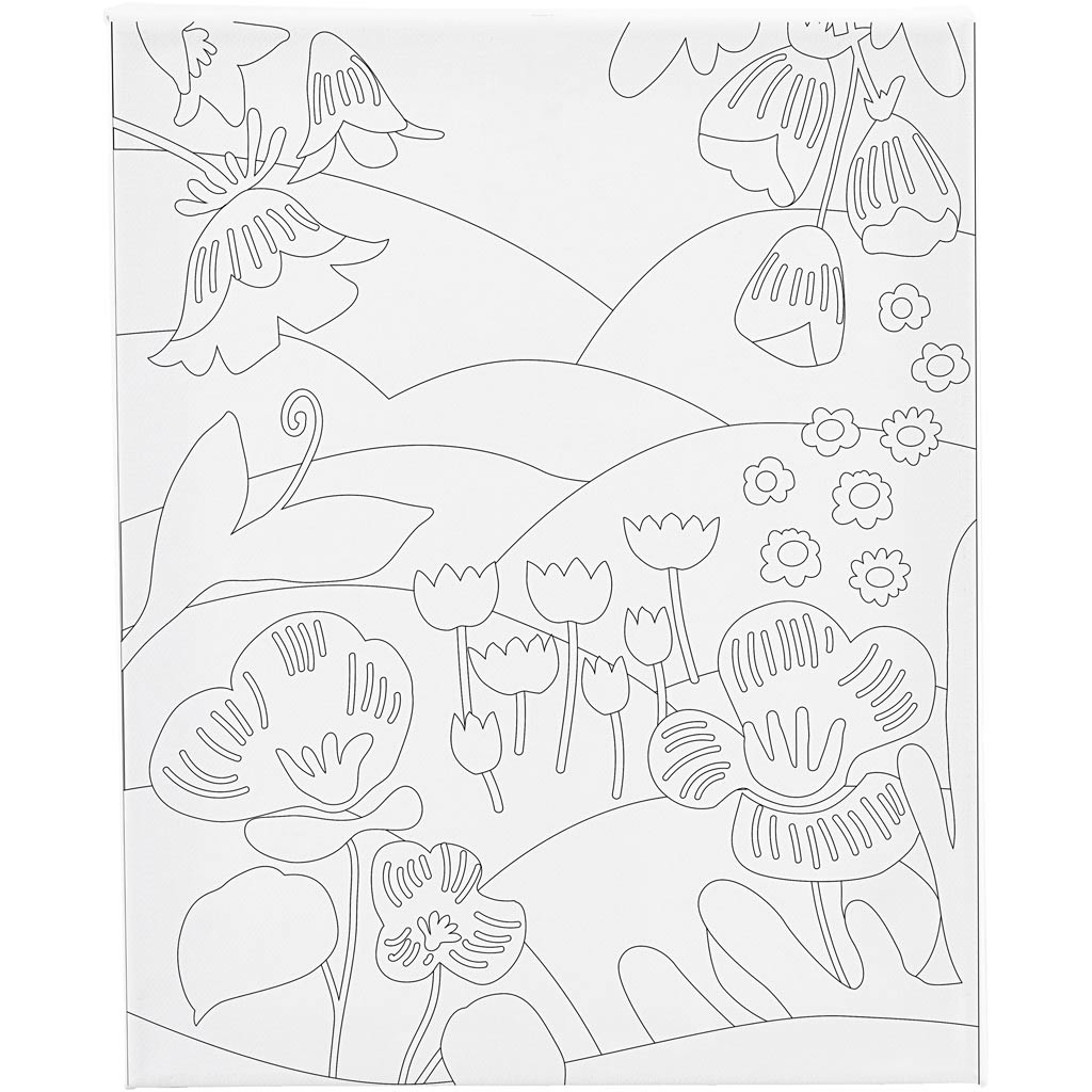 Värviline lõuend, lillemaastik, D. 1,6 cm, suurus 24x30 cm, 360 g, 1 tk.