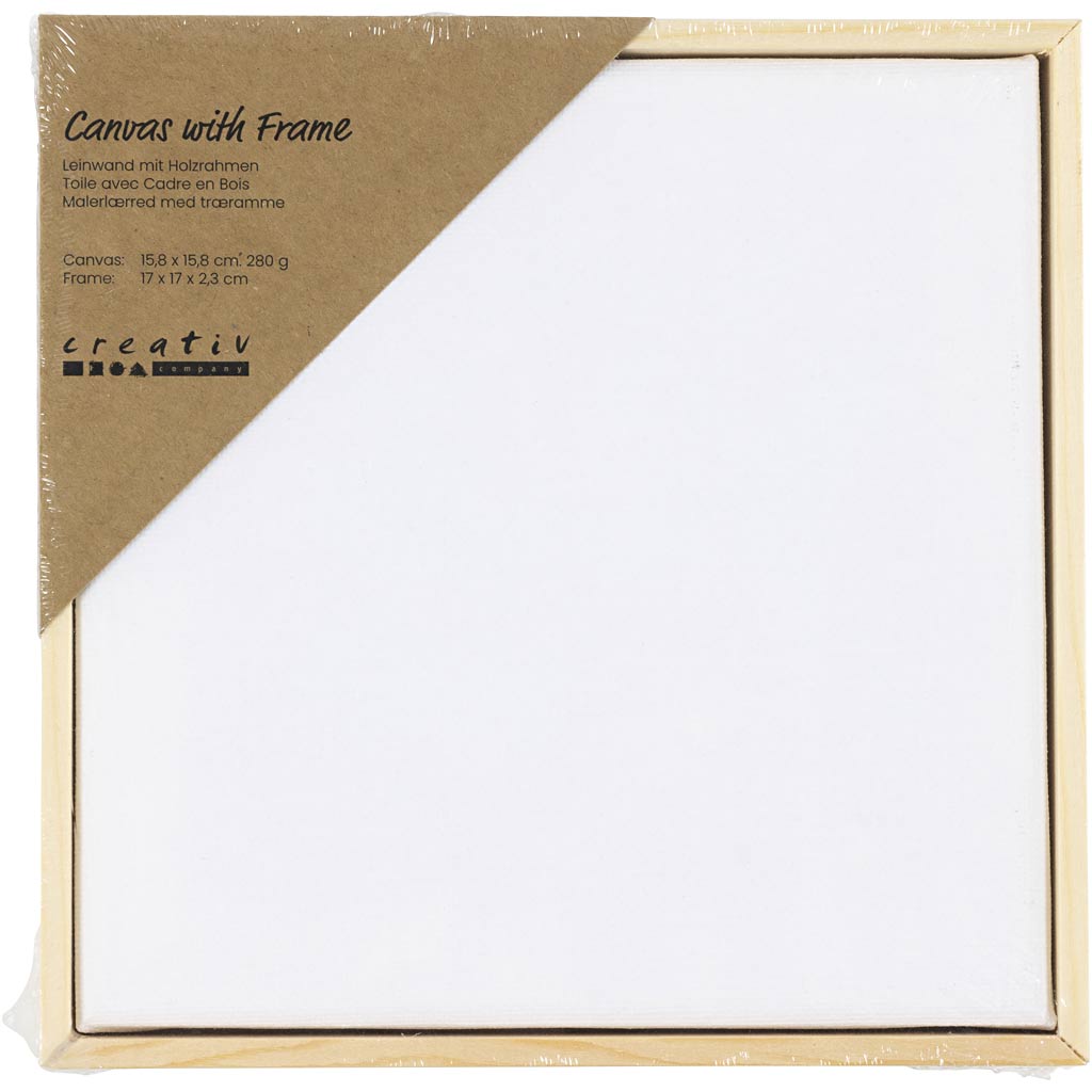 Venitatud lõuend koos raamiga, suurus 15,8x15,8 cm, 280 g, valge, 1 tk. - Image 2