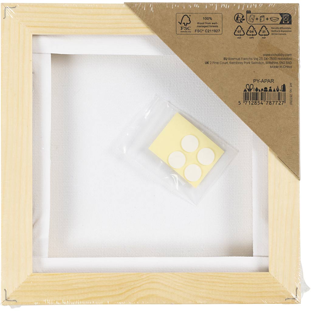 Venitatud lõuend koos raamiga, suurus 15,8x15,8 cm, 280 g, valge, 1 tk. - Image 3