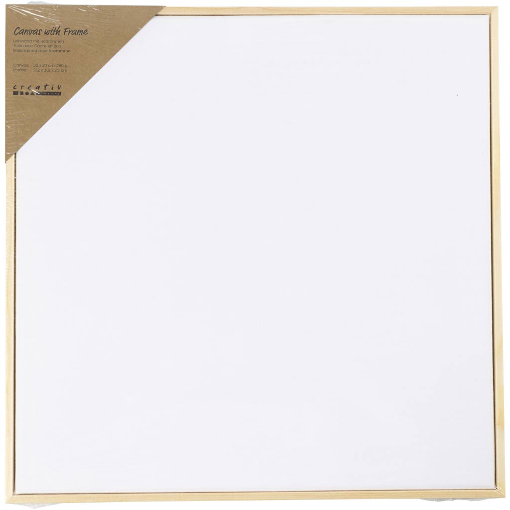 Venitatud lõuend koos raamiga, suurus 30x30 cm, 280 g, valge, 1 tk - Image 2