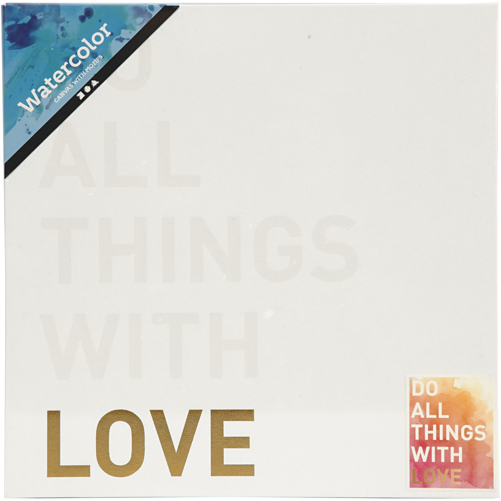 Kuldsete motiividega lõuend, K: 25,4 cm, S. 2,54 cm, L: 25,4 cm, valge, 1 tk. - Image 2