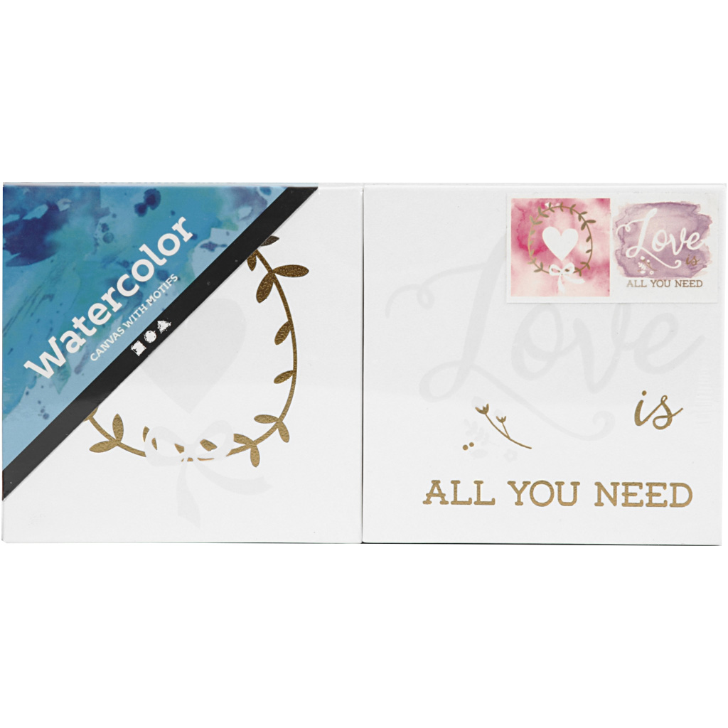 Kuldsete motiividega lõuend, K: 10,16 cm, S. 2,54 cm, L: 10,16 cm, valge, 2 tk/ 1 pakend. - Image 2