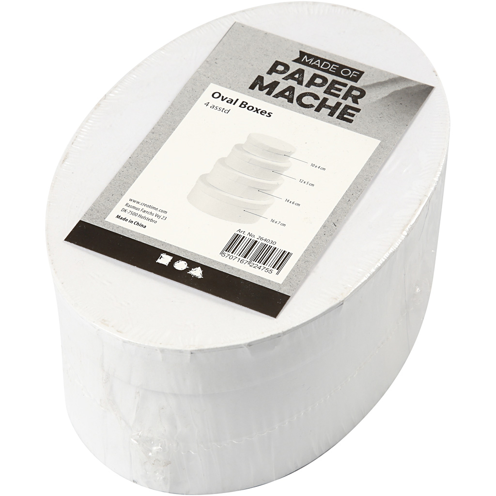 Ovaalsed karbid, H: 4+5+6+7 cm, L: 10+12+14+16 cm, valge, 4 tk/ 1 komplekt. - Image 2