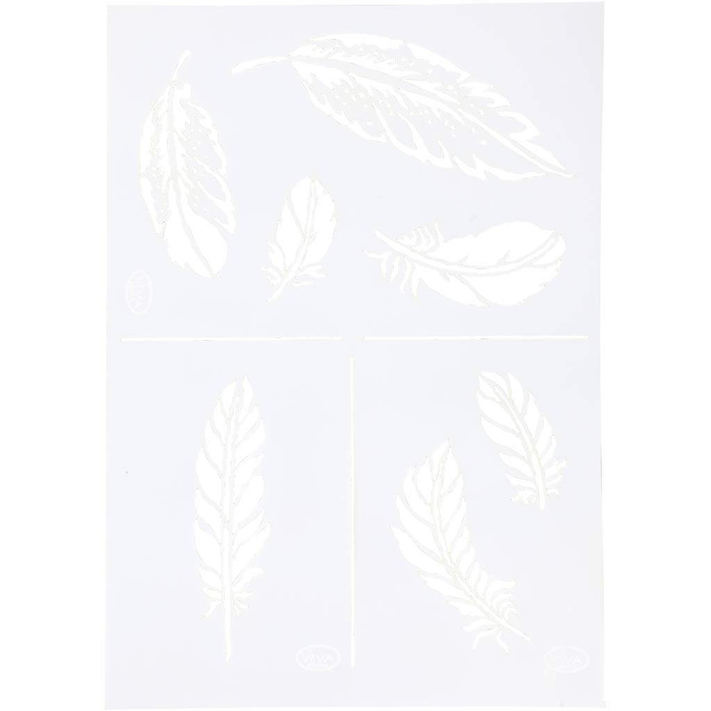 Stencil , feathers, A4, sheet 210x297 mm, 1 pc