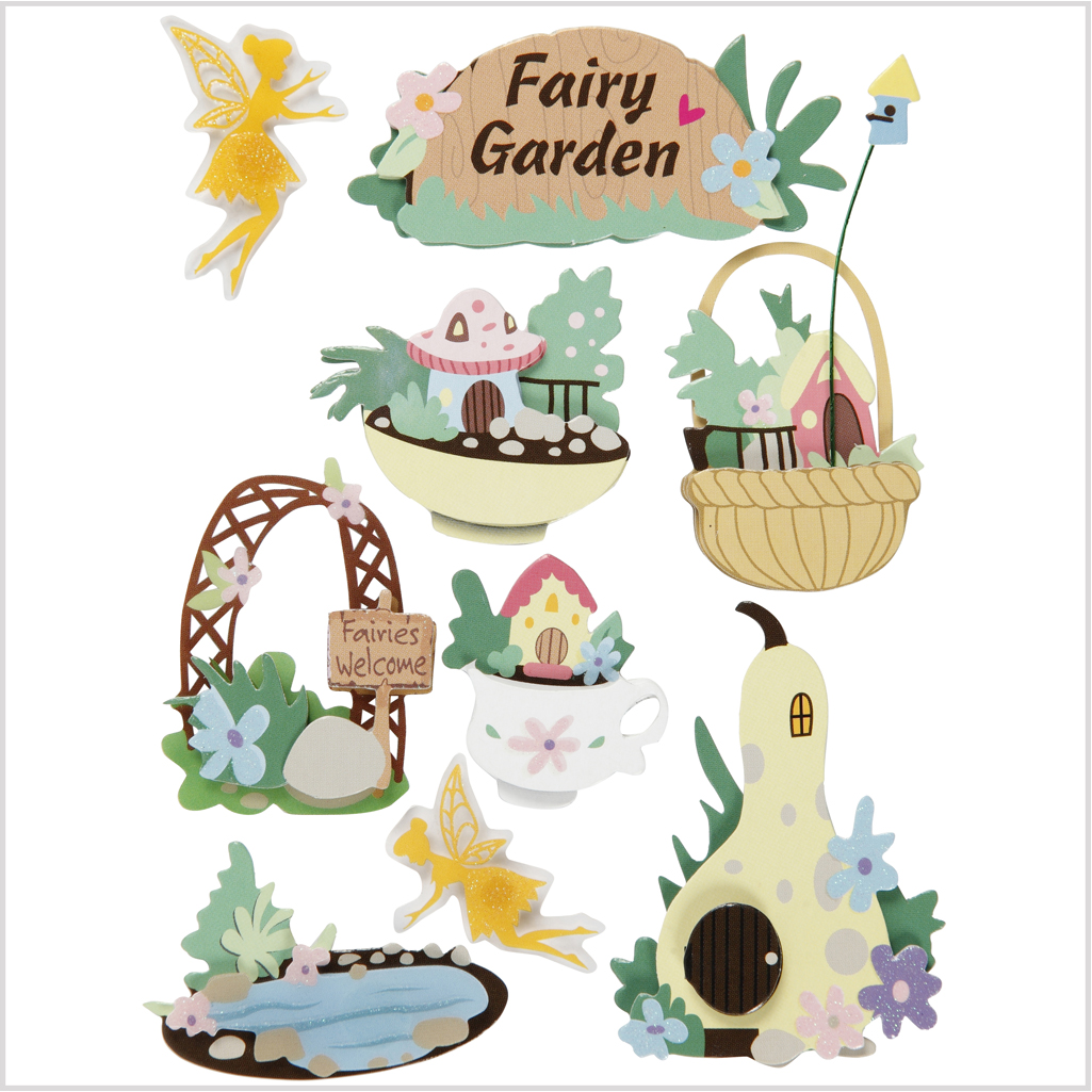 3D kleebised, muinasjutu-aed, kõrgus: 32-64 mm, laius: 30-55 mm, paksus 7 mm, 9 tk/ 1 pakk - Image 3