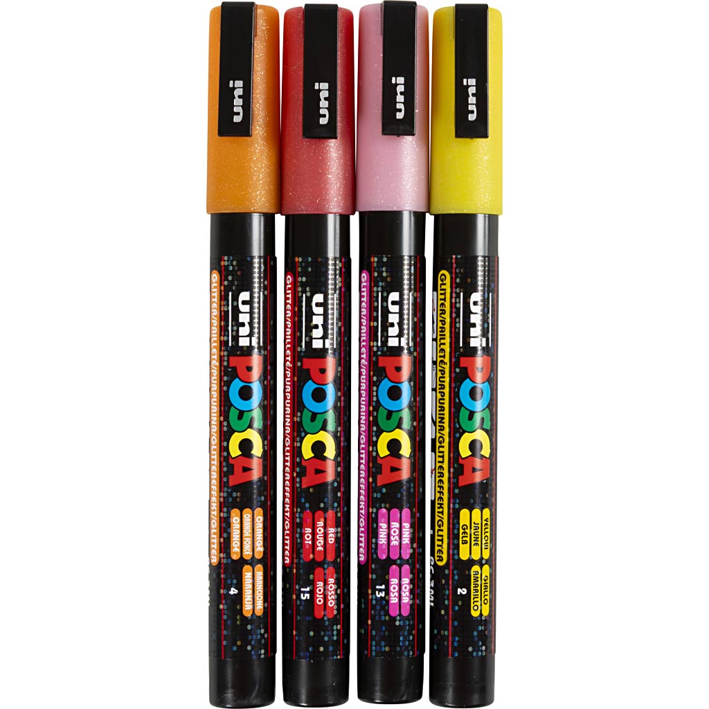 Posca Marker, nr. PC-3M, joon 0,9-1,3 mm, peenike, sädeleva värvid, 4 tk/ 1 tk