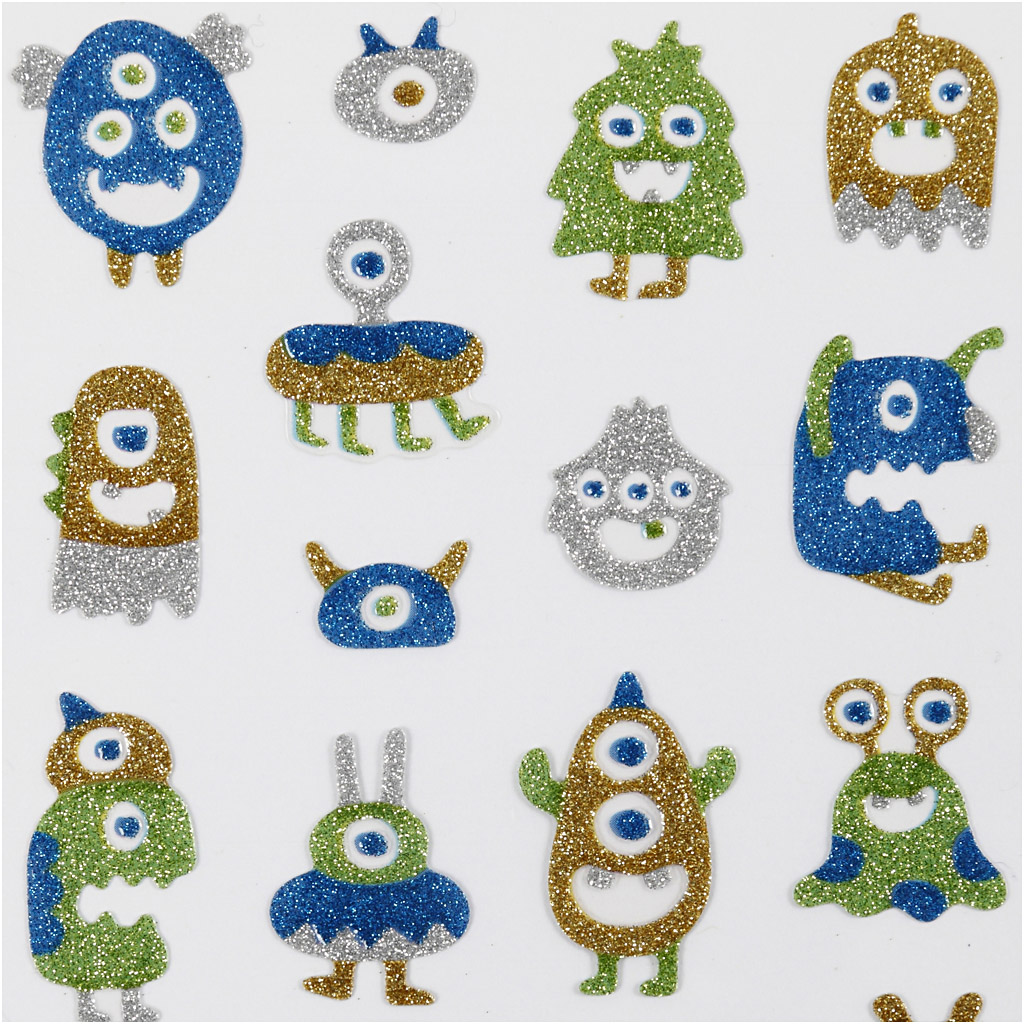 Glitter kleebised, välismaalased, leht 10x16 cm, 1 leht - Image 3