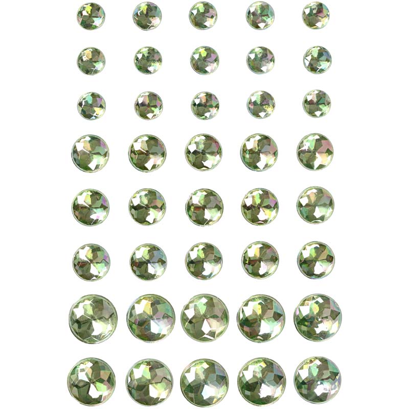 Strass, suurus 6+8+10 mm, roheline, 40 tk/ 1 pakk