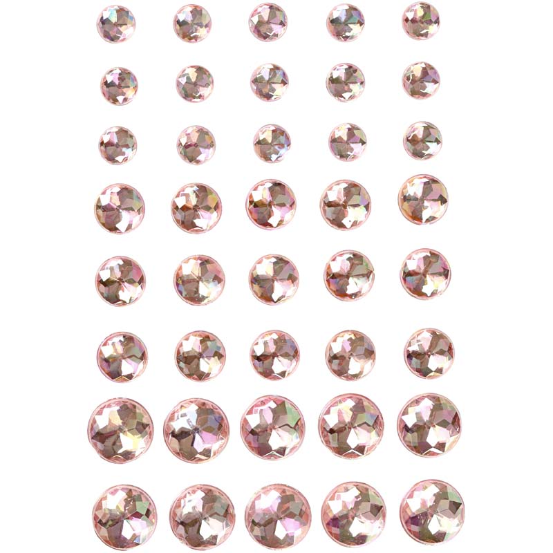 Strass, suurus 6+8+10 mm, roosa, 40 tk/ 1 pakk